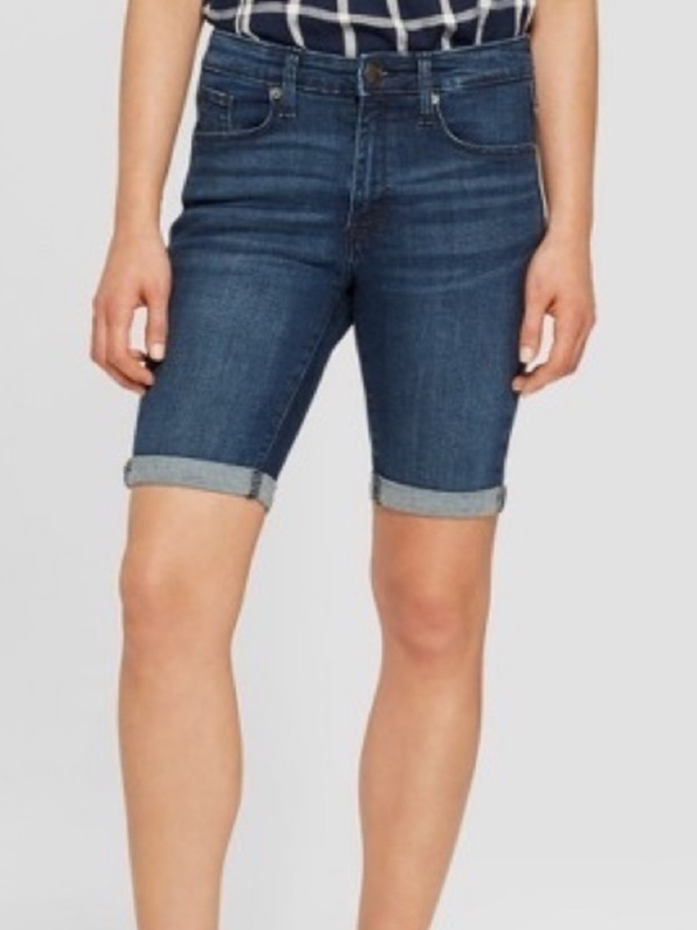 NWOT Universal Thread Dark Blue Rolled-Hem Denim Bermuda Shorts